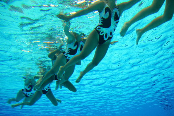 图文-奥运会花样游泳集体技术自选 配合很默契 
