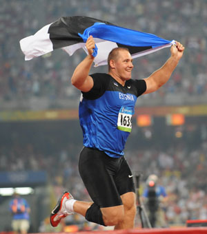 Estonia's Kanter wins men's discus throw gold at Beijing