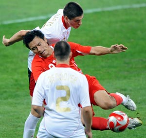 Photo: Chinese men's soccer team loses to Belgium 2-0