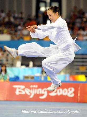 Photo: Women's Taijiquan contest at Beijing 2008 Wushu Tournament