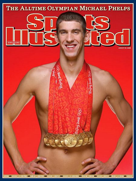 Phelps präsentiert seine acht Goldmedaillen