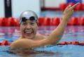 图文-女子200米蛙泳决赛 挪威莎拉看到成绩很高兴