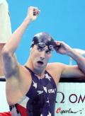 图文-男子200米自由泳美国夺冠 菲尔普斯庆祝胜利