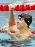 图文-男子100米仰泳美国夺冠 佩尔索尔庆祝胜利