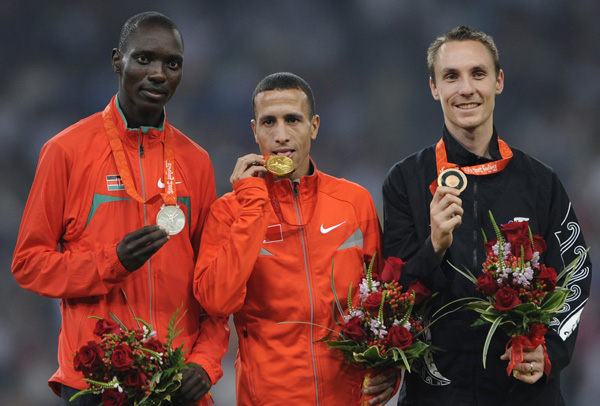 图文-[奥运]男子1500米决赛 前三名得主颁奖典礼
