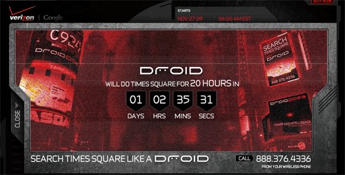 ͼΪVerizon��վ��Droid�ֻ�������ĵ���ʱҳ��