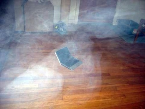 Inside the room full of smoke