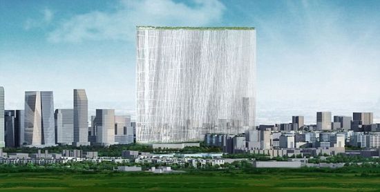 这座三角形建筑高度在1000英尺左右，与巴黎埃菲尔铁塔不相上下