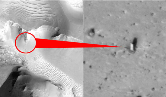 火星表面发现矩形直立石碑 专家称为悬崖坠石