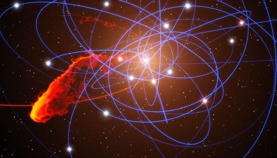 科学家认为银河系中央的人马座A黑洞可能将一颗年轻恒星及其行星形成盘拖出一个年轻恒星环
