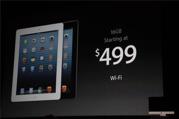 苹果推出第四代iPad最低售价499美元