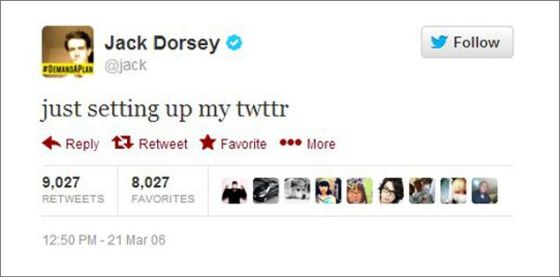 2006年3月21日，Twitter创始人杰克・多西(Jack Dorsey)发布了第一条Twitter消息