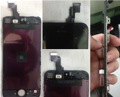 随后曝光的疑似iPhone 5S屏幕组件，排线接口与主板吻合