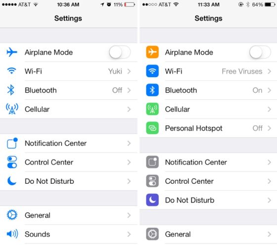 苹果发布iOS 7 beta5:设置界面彩色化