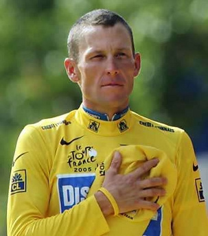 自行车手兰斯·阿姆斯特朗(lance armstrong)戴着黄色livestrong手环