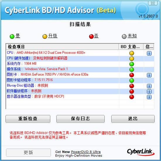 CyberLinkBDAdvisor高清检测工具1.28