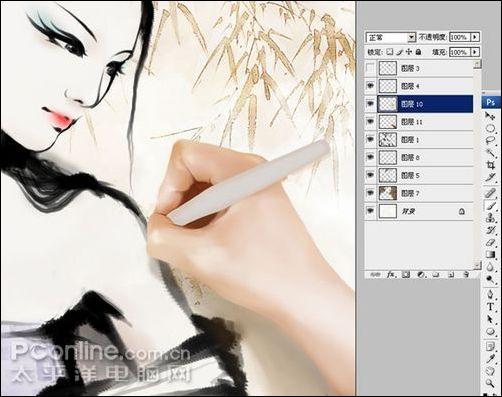 AdobePhotoshopCS3����ˮī�����Ů(3)