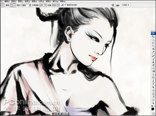 AdobePhotoshopCS3打造水墨风格美女(2)