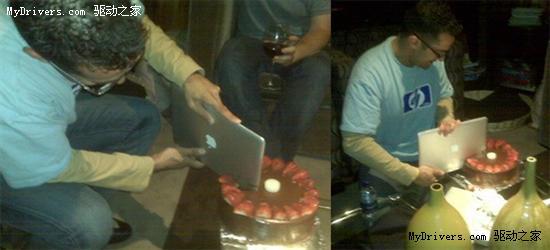 惠普高管用MacBookAir切生日蛋糕