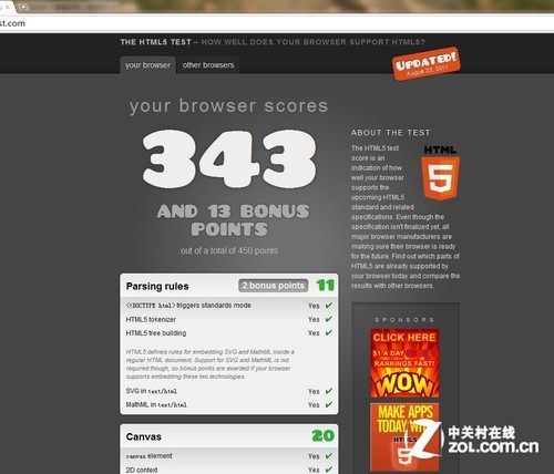 网页会爆炸 Chrome浏览器HTML5性能评测 