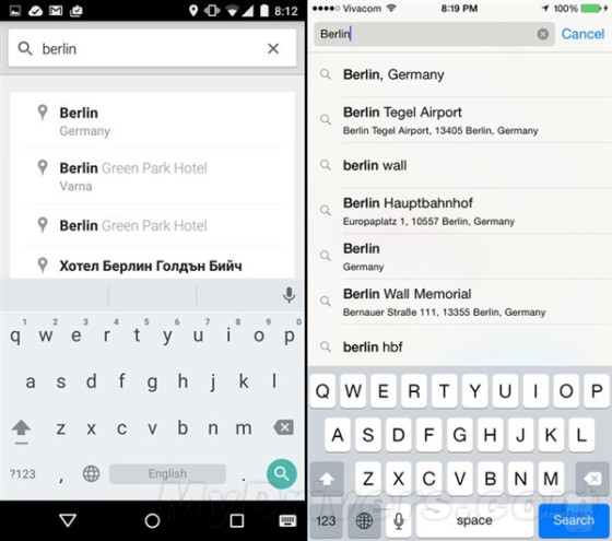 海量图：iOS 8.1对比Android 5.0