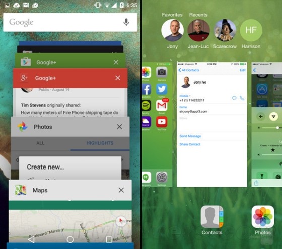 海量图：iOS 8.1对比Android 5.0