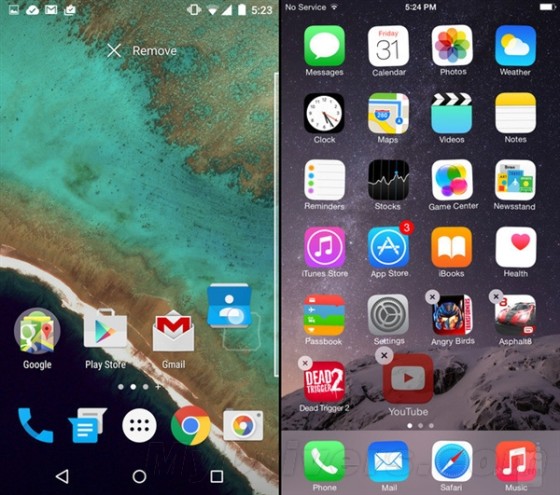 海量图：iOS 8.1对比Android 5.0