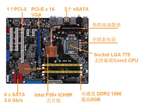 华硕p5kws工作站主板规格及架构图