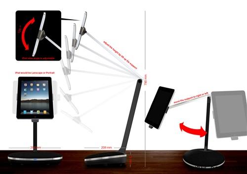 多点万能转向结构的音响和平板电脑结合