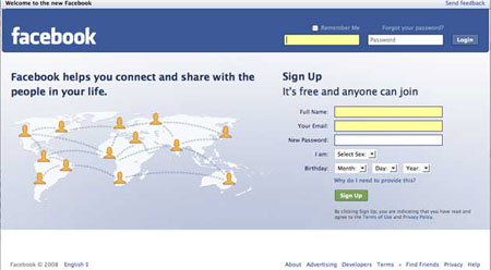Facebook推出新版登录页(图)_互联网