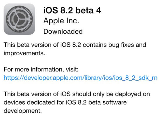 iOS 8.2第四个测试版推出