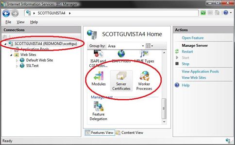 IIS7.0上用自签证书来启用SSL