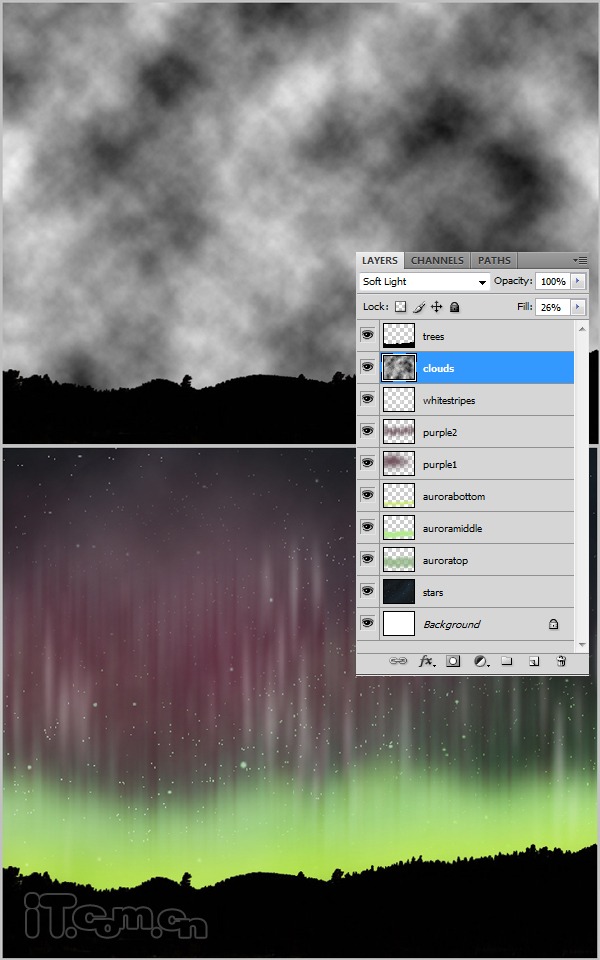 Photoshop制作夜空中漂亮极光(3)