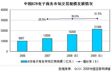 2007年中国B2B市场交易规模达12500亿