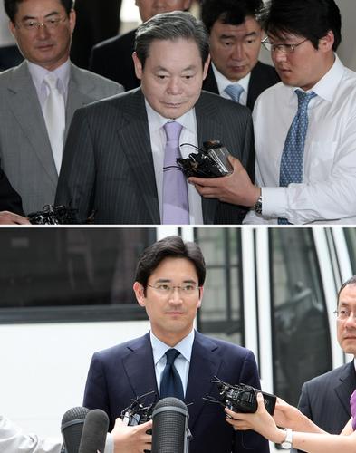 三星前董事长李健熙与长子集体出庭(图)