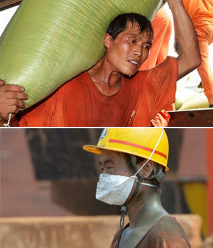 辛劳的农民工是城市环境的缔造者
