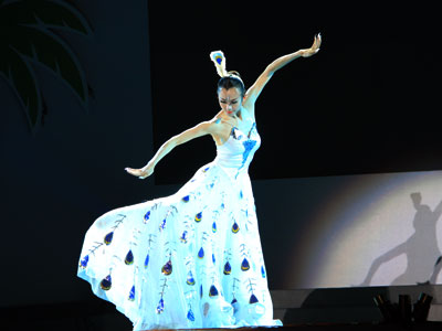 著名艺术家杨丽萍表演舞蹈
