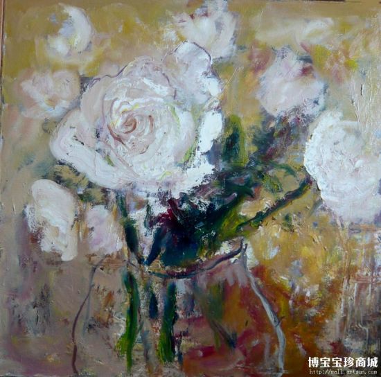 刘佩利《玫瑰系列7》油画 （图片来源：博宝宝珍商城）