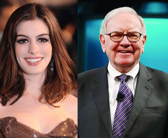 好莱坞女星安妮-海瑟薇(Anne Hathaway)与“股神”沃伦-巴菲特(Warren Buffet)