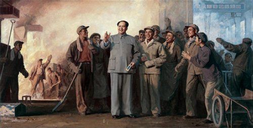 靳尚谊《毛主席在炼钢厂》 靳尚谊《毛主席在炼钢厂》