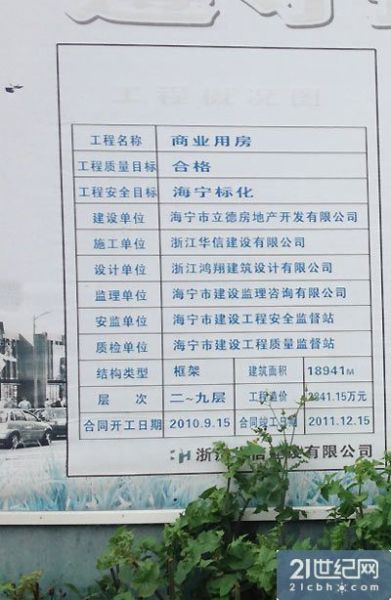 (立德房产围墙上的公示牌。21世纪网 都进摄影。)
