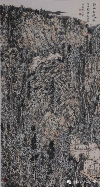 赵卫 《燕山秋游图》 180cm×92cm 2014年作 赵卫 《燕山秋游图》 180cm×92cm 2014年作