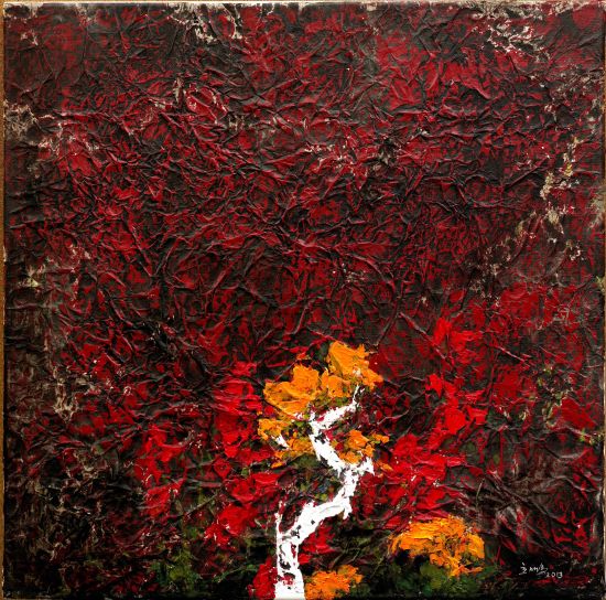  90-13 系列之八 50×50cm 布面油画综合材料 2013 年