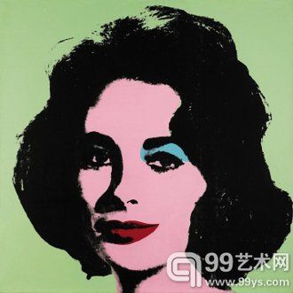 Andy Warhol, Liz #3 (Early Colored Liz) 1963, silkscreen ink and acrylic on canvas, 40 by 40 inches.