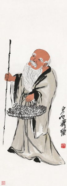 齐白石 持菊作寿