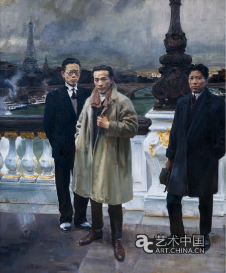 何红舟(浙江) 《桥上的风景》 油画 235cm×195cm