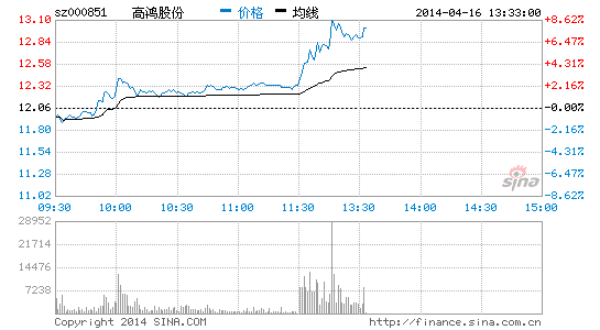 博彩概念股拉升 高鸿股份涨超7%