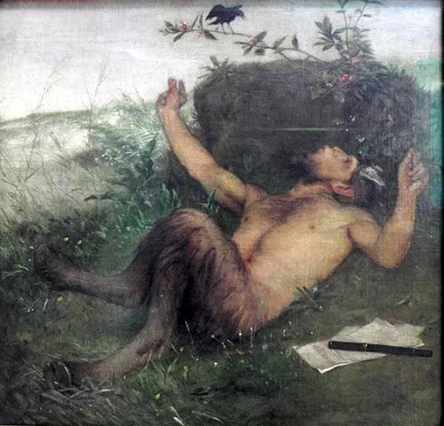 ŵ¡֣Arnold BöcklinԺ񴵿ڡ(Panwhistling at a blackbird) 1863