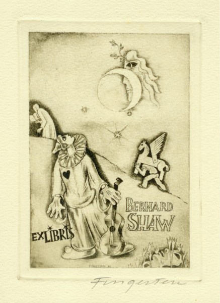 犹太裔版画大师芬格斯坦1936年为戏剧大师斯特拉文斯基制作的藏书票 供图 子安