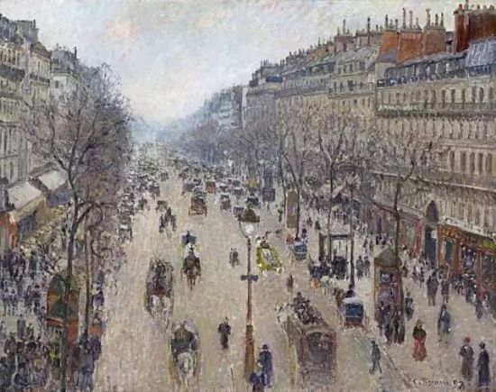 ƷƣBoulevard Montmartre,morning,cloudy weather ңCamille Pissarro